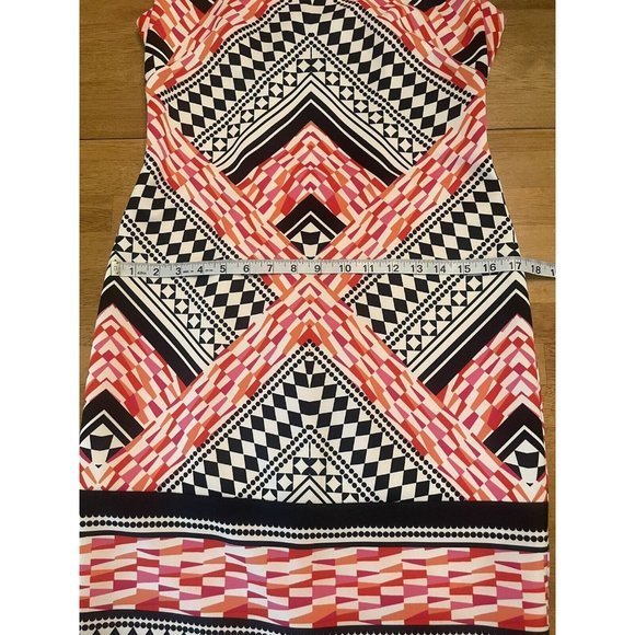 Vince Camuto Multicolor Geometric Print Sleeveless Sheath Pencil Dress Size 6 - Picture 8 of 10